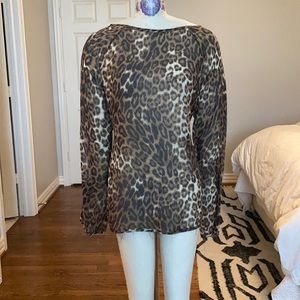 Nili Lotan Silk Leopard Print Blouse Size Large